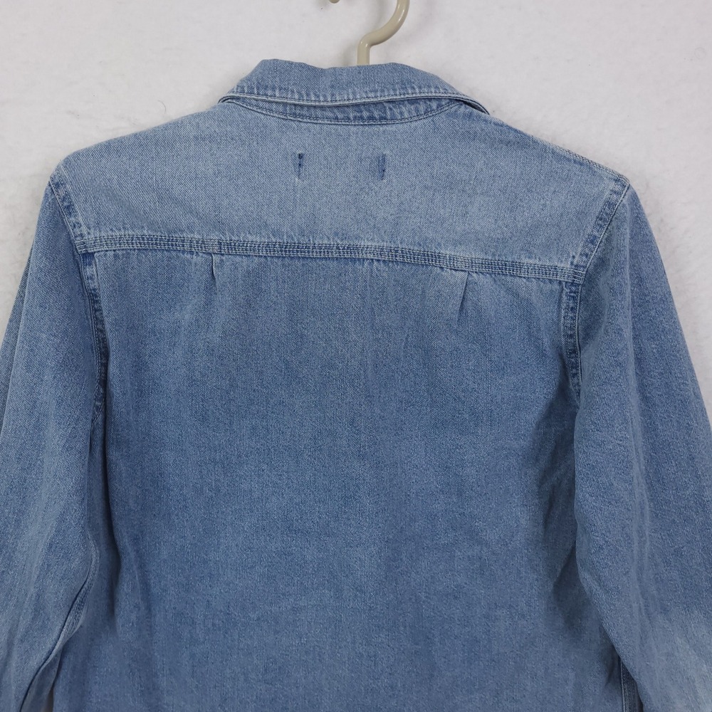 Quince Denim Button Down Shirt Womens M Blue Light Wash Cotton Classic Utility - Picture 9 of 13